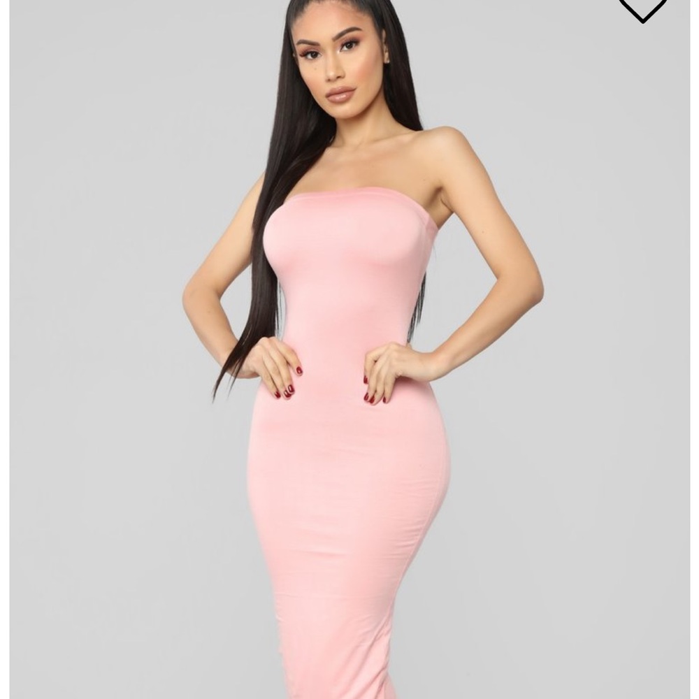 Never worn pink blush bandeau bodycon midi dress